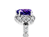 Silver Heart Cut Tanzanite Scalloped Halo Engagement Ring with Round Shared Prong Band_35