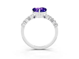 Silver Heart Cut Tanzanite Scattered Round Accent Ring with Prong Setting_81