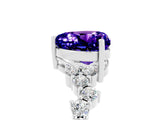 Silver Heart Cut Tanzanite Scattered Round Accent Ring with Prong Setting_83