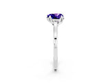 Silver Heart Cut Tanzanite Solitaire Ring with Flower Prong Setting and Classic Band_20