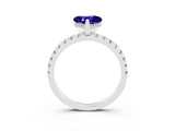 Silver Heart Cut Tanzanite Solitaire Ring with Round  Pavé Band and Four-Prong Setting_27