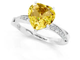 Silver Heart Cut Yellow Sapphire Engagement Ring with Side Stone Accents and Four-Prong Setting_13