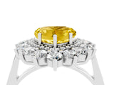 Silver Heart Cut Yellow Sapphire Floral Double Halo Engagement Ring with Prong Setting_142