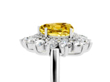 Silver Heart Cut Yellow Sapphire Floral Double Halo Engagement Ring with Prong Setting_143