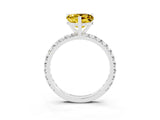 Silver Heart Cut Yellow Sapphire Pavé Solitaire Ring with Round Band and Prong Setting_45