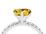 Silver Heart Cut Yellow Sapphire Pavé Solitaire Ring with Round Band and Prong Setting_46