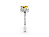 Silver Heart Cut Yellow Sapphire Scalloped Halo Engagement Ring with Round Shared Prong Band_62