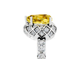 Silver Heart Cut Yellow Sapphire Scalloped Halo Engagement Ring with Round Shared Prong Band_65