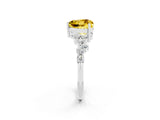Silver Heart Cut Yellow Sapphire Scattered Round Accent Ring with Prong Setting_32