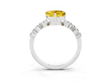 Silver Heart Cut Yellow Sapphire Scattered Round Accent Ring with Prong Setting_33