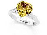 Silver Heart Cut Yellow Sapphire Solitaire Engagement Ring with Cathedral Setting and Four-Prong Mount_13