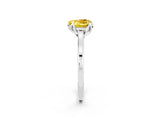 Silver Heart Cut Yellow Sapphire Solitaire Ring with Flower Prong Setting and Classic Band_8