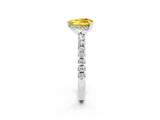 Silver Heart Cut Yellow Sapphire Solitaire Ring with Round  Pavé Band and Four-Prong Setting_26