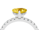 Silver Heart Cut Yellow Sapphire Solitaire Ring with Round  Pavé Band and Four-Prong Setting_28