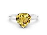 Silver Heart Cut Yellow Sapphire Solitaire Ring with Thin Band and Prong Setting_54