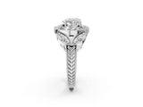 Silver Heart Diamond Milgrain Marquise Filigree Engagement Ring with Prong Setting_8