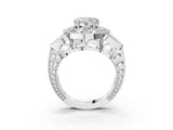 Silver Heart Diamond Milgrain Marquise Filigree Engagement Ring with Prong Setting_9