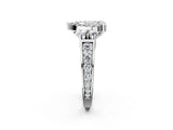 Silver Heart Halo Diamond Engagement Ring with Split Shank and Four-Prong Setting 2
