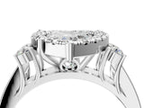 Silver Heart Halo Diamond Engagement Ring with Split Shank and Four-Prong Setting 4