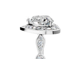 Silver Heart Halo Diamond Engagement Ring with Twisted Band and Four-Prong Setting 1