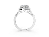 Silver Heart Halo Diamond Engagement Ring with Twisted Band and Four-Prong Setting 5