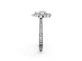 Silver Heart Halo Milgrain Pave Diamond Ring with Four-Prong Setting 2