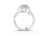Silver Heart Halo Round Diamond Pave Band with Prong Setting 3