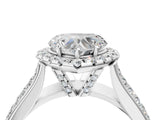 Silver Heart Halo Round Diamond Pave Band with Prong Setting 4