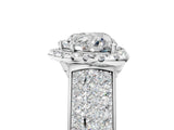 Silver Heart Halo Round Diamond Pave Band with Prong Setting 5