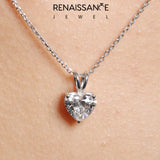 Silver Heart-Shaped Diamond Solitaire Pendant with Four-Prong Setting_37