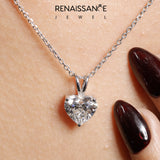 Silver Heart-Shaped Diamond Solitaire Pendant with Four-Prong Setting_38