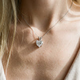 Silver Heart-Shaped Diamond Solitaire Pendant with Four-Prong Setting_43