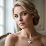 Silver Heart-Shaped Diamond Solitaire Pendant with Four-Prong Setting_45