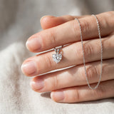 Silver Heart-Shaped Diamond Solitaire Pendant with Four-Prong Setting_46