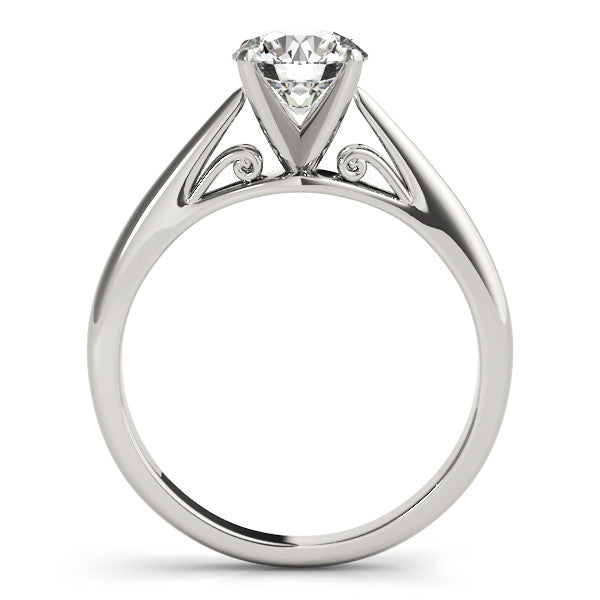 Silver Heart Solitaire Diamond Engagement Ring with Cathedral Setting and Four-Prong Mount on a Classic Band 1