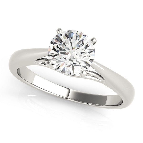 Silver Heart Solitaire Diamond Engagement Ring with Cathedral Setting and Four-Prong Mount on a Classic Band 2