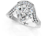 Silver Heart Solitaire Diamond Engagement Ring with Pave Band and Four-Prong Setting 2