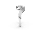 Silver Heart Solitaire Diamond Engagement Ring with Pave Band and Four-Prong Setting 3