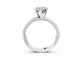 Silver Heart Solitaire Diamond Engagement Ring with XO Engraved Band and Four-Prong Setting 3