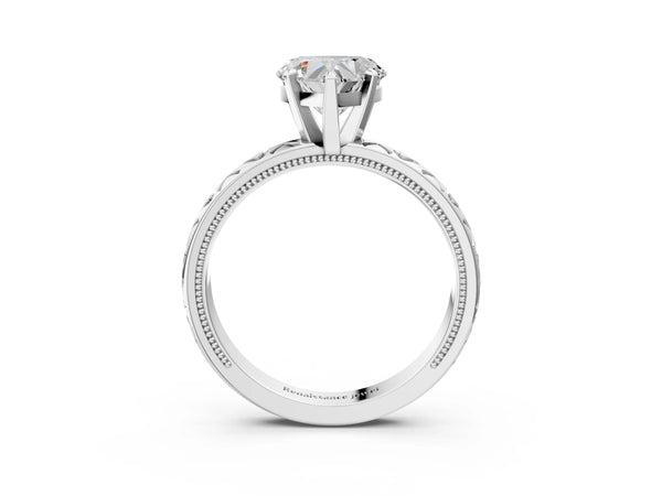 Sterling Silver Heart-Shaped Solitaire Engagement Ring Setting with XO Engraved Band