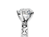 Silver Heart Solitaire Diamond Engagement Ring with XO Engraved Band and Four-Prong Setting 5