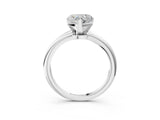 Silver Heart Solitaire Diamond Ring with Six-Prong Setting on a Classic Band 3