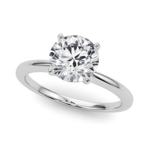 10K White Gold 1.03 Carat F VS1 Round Solitaire Engagement Ring with Classic Band and Four-Prong Setting