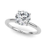 14K White Gold 1.50 Carat E VS1 Round Solitaire Engagement Ring with Classic Band and Four-Prong Setting