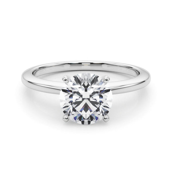 14K White Gold 1.50 Carat E VS1 Round Solitaire Engagement Ring with Classic Band and Four-Prong Setting