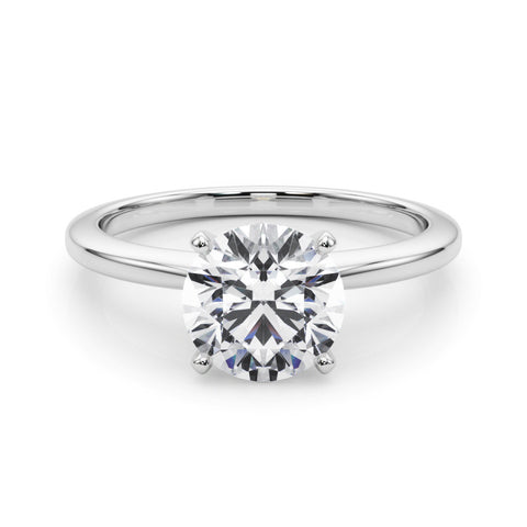 Silver Heart Solitaire Engagement Ring with Classic Band and Four-Prong Setting