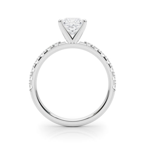 Silver Heart Solitaire Pavé Band with Four-Prong Setting 1