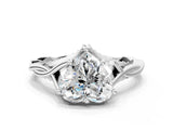 Silver Heart Solitaire Twist Band Six-Prong Setting 1