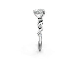 Silver Heart Solitaire Twisted Band with Prong Setting 2