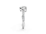 Silver Heart Solitaire Twisted Pave Diamond Ring with Four-Prong Setting_2